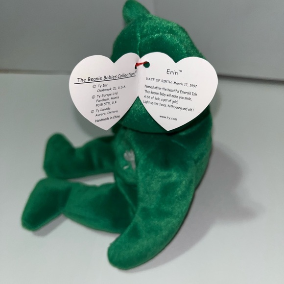*RARE* 1997 TY ERIN Beanie Baby With Tag Errors Mint Condition *RETIRED* - Picture 3 of 5
